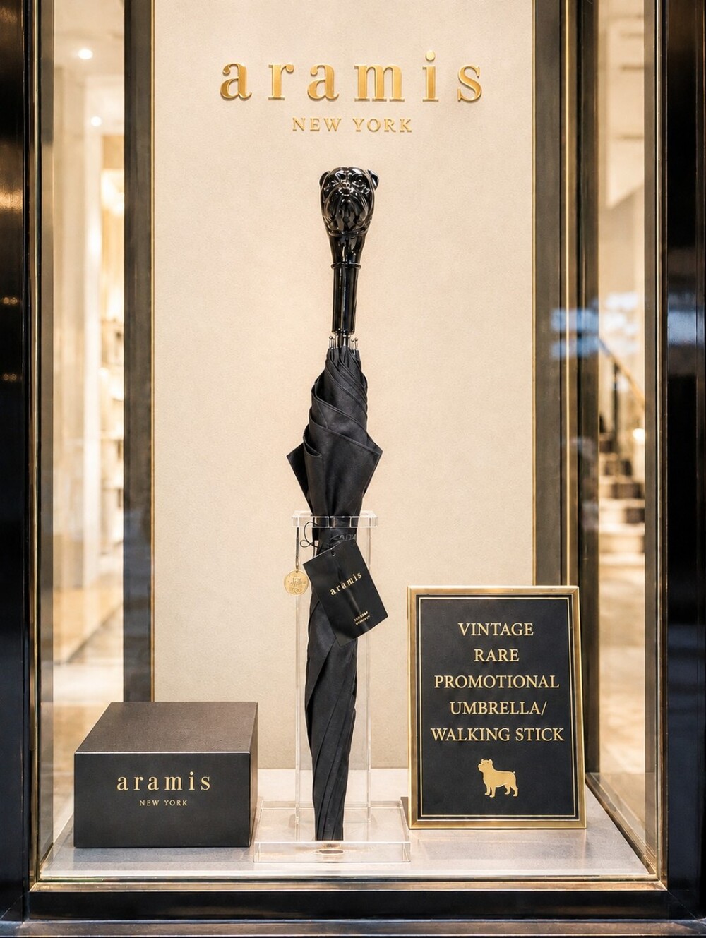 Aramis Black Vintage Umbrella/Walking Stick